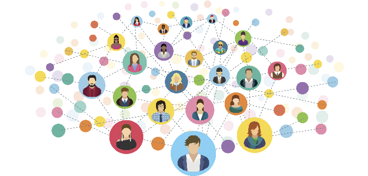 Illustration showing network / web of people