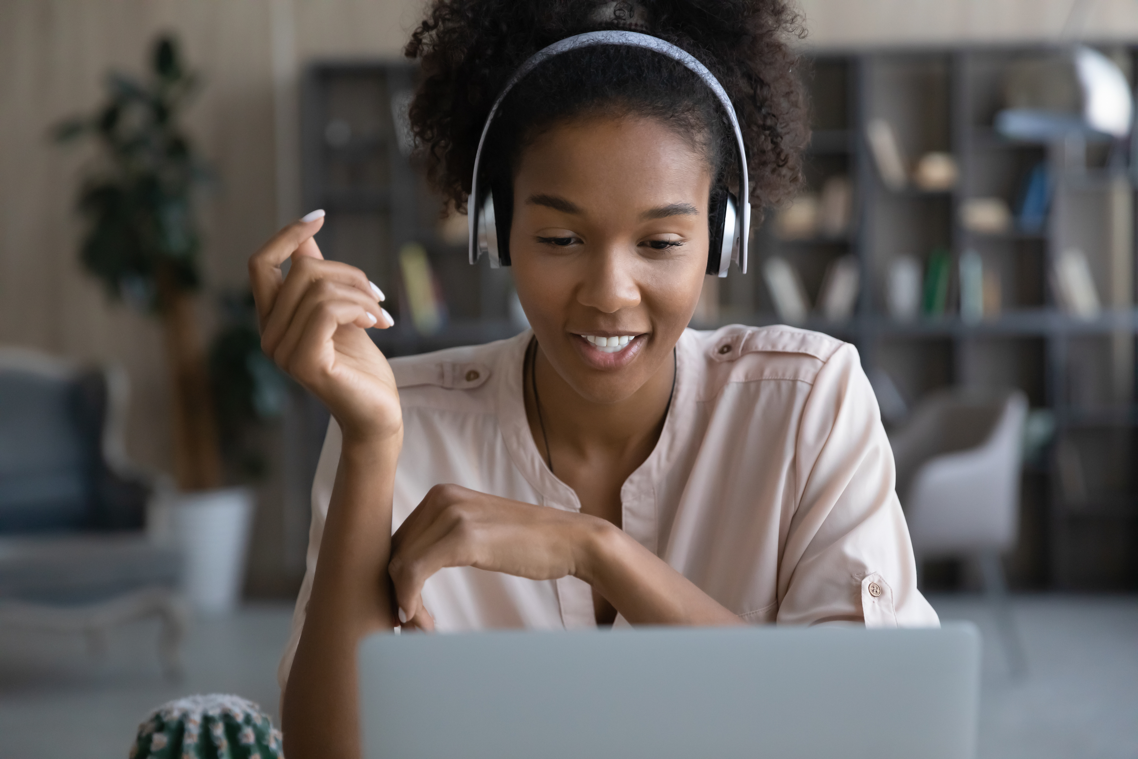 Worker with headset