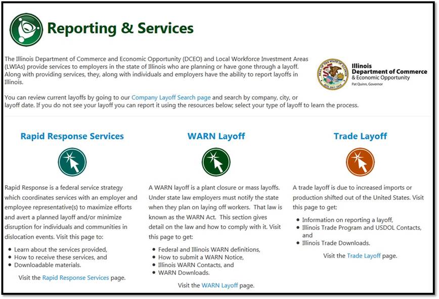 Reporting and Services Page