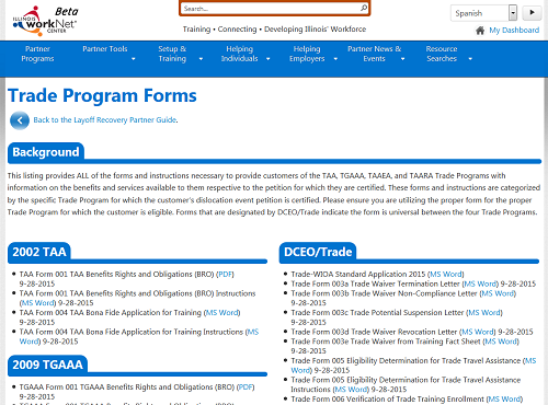 Trade Program Forms