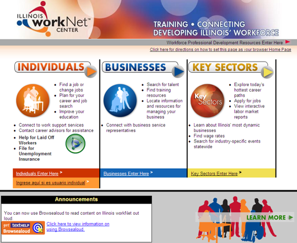 Illinois workNet Website 2008